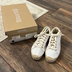 Women’s Soludos platform bright white tennis sneaker, in original box